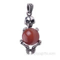 2017 Latest Silver Gemstone Carnelian Skull Pendant